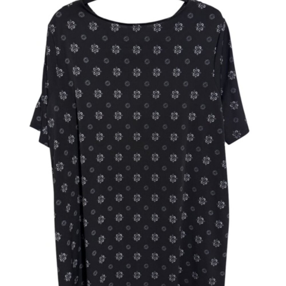 ❤️PRISTINE BLACK SUBTLE PRINT TOP w/NECKLINE & SLEEVE DETAIL   1X      #Z - Picture 4 of 7